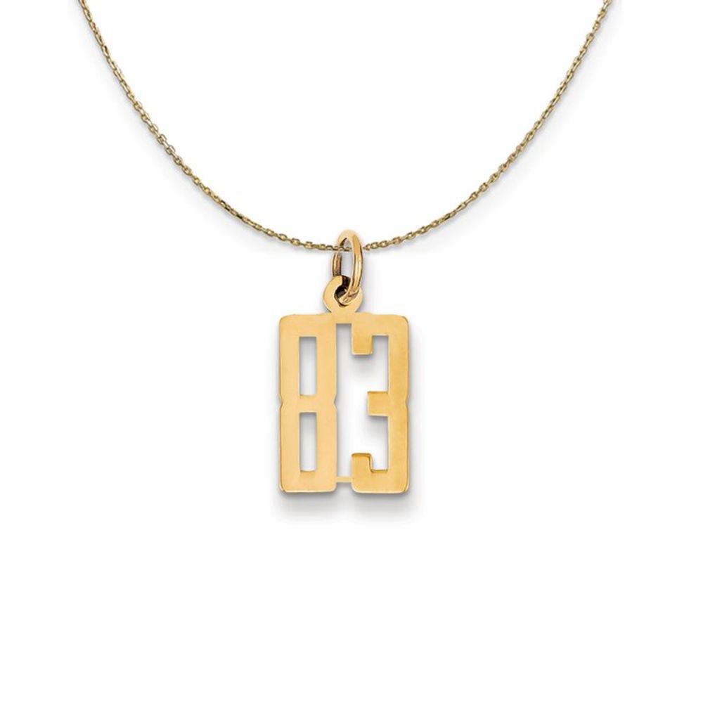 14k Yellow Gold, Alumni Small Elongated Number 83 Necklace - 20 Inch